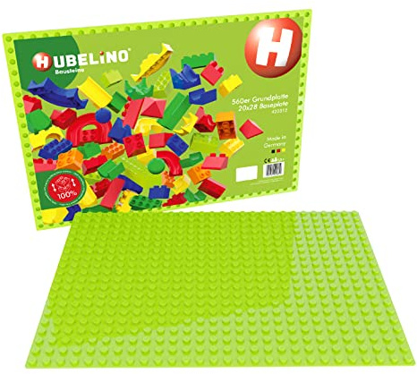 Hubelino #420312 560er Grundplatte (20x28 Noppen, 32x44,8cm) in Hellgrün, kompatibel mit großen Bausteinen Anderer Hersteller, Made in Germany
