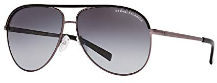 Armani Exchange A|X Unisex AX2002 Aviator Sunglasses, Gunmetal/Grey Gradient Polarized, 61 mm