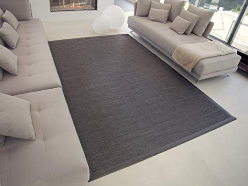 Alfombra vinilica de Tejido Trenzado de Alta Gama Lavable Antideslizante Alfombra Resistentes para Salon Cocina baño Pasillo - 140x200 cm., Gris