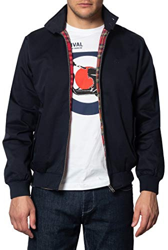Merc of London Harrington, Abrigos de Manga Larga Para Hombre, Azul (Navy), Large