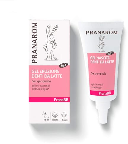 PRANARÔM PranaBB Gel Gingival Dentición Bebé – Calma las Encías Sensibles – Con Aceites Esenciales 100% Puros y Naturales – Desde 5 Meses – 15 ml