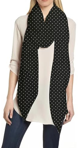 Lina & Lily Damen Schal mit Punktmuster (Schwarz & Weiß)