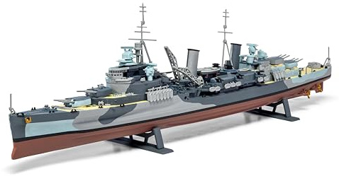 Airfix Ship Model Building Kits - HMS Belfast Miniature Craft Kit, 1/600 Scale Model Boat Kits for Adults to Build, Incl. Belfast Model Ship, Paints, Brushes & Poly Cement - Nautical Gifts for Men