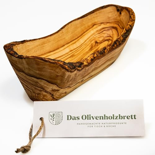 das Olivenholzbrett, Vassoio Baguette Legno D 'ol Ivo, Vassoio per il Pane di Legno, Naturale Bordo - 25cm