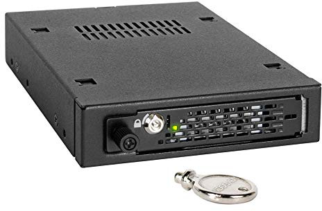 ICY DOCK 1-Bay Hot Swap 2,5 Zoll SATA III 6Gbps /SAS 3.0 12Gbps SSD/HDD Wechselrahmen-Gehäuse Vollmetall mit Rändelschraube - ToughArmor EX MB491SKL-B