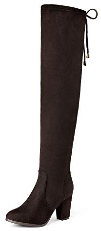 DREAM PAIRS Botas Mujer de Caña Larga por Encima de Rodillas Invierno de Tacon Alto con Cremallera y Cordones Mosqueteras con Forro Calido,Size 36,Marrón,HIGHLEG