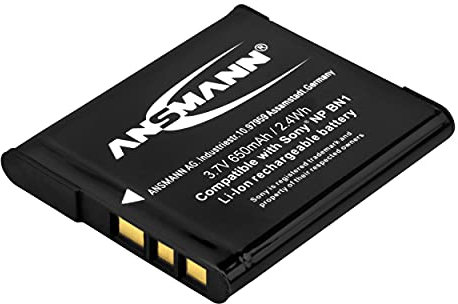 ANSMANN Ersatzakku für A-Son NP BN 1 Li-Ion Digicam Akku 3,7V/650mAh für Sony Foto Digitalkamera, Zweitakkus ideal für Hobby- und professionelle Fotografen, 100% kompatibel