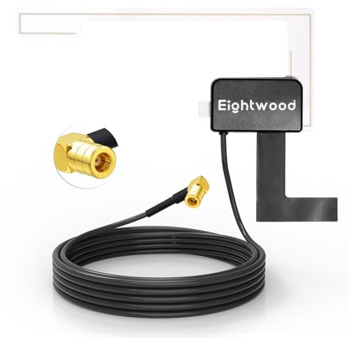 Eightwood Aktive DAB Antenne DAB+ Autoantenne SMB Adapter DAB Digitales Autoradio Antenne Glashalterung mit 3 m Verlängerungs Kabel Kompatibel für DAB Radio Pioneer Clarion Kenwood Alpine MEHRWEG usw.