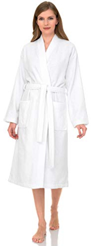 TowelSelections Womens Robe 100% Cotton Terry Cloth Shower Robes for Women Soft Kimono Towel Bathrobe for Women Small-Medium White