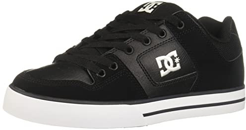 DC Shoes Pure Low Top Lace Up Casual Skate Shoe Sneaker, Scarpe da Skateboard Uomo, Nero Nero Bianco, 40 EU