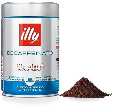illy Caffè macinato per espresso Tostato DECAFFEINATO, Barattolo da 250 grammi