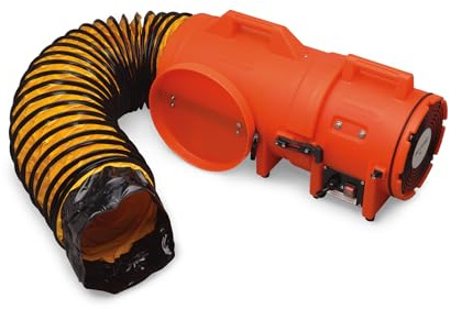 Allegro Industries-9533-25 32 X 13 12 X 14 12 831 cfm 13 hp 115 VAC 3 A Motor Polyethylene Com-Pax-Ial Blower with Canister and 8 X 25' Duct,Orange