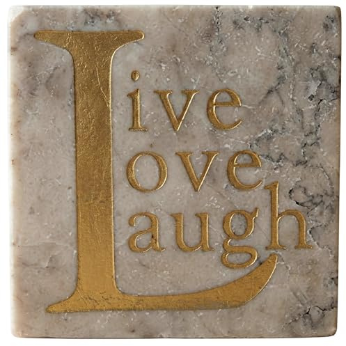 Blue Sky Ceramics Live Love Laugh Stone Tile, 4 x 4