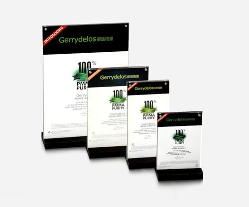 Tisch-Aufsteller aus Acryl (PMMA) inkl. Acrylsockel in schwarz Display Tischaufsteller T-Form Tischnamensschild Werbeschild Preisschild (148x210 mm (A5))