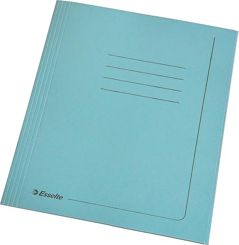 Esselte MANILLA, 25 pezzi Cartelline 3 lembi in robusto cartoncino 295 gr, Cartella f.to 25 x 35 cm protocollo A4, 100% riciclato, Raccogli documenti con dorso espandibile fino a 2 cm, Azzurro, 55135