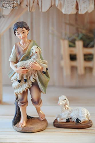 Große Krippenfiguren 12 - TLG. Figuren Set Komplettset für viele Weihnachtskrippen 7 cm Maria Josef 3 Weise Jesus Engel Hirte Schaf Ochse Esel Krippenzubehör Weihnachtskrippe Zubehör, BTV Krippen Kri