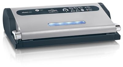 Magic Vac, Maxima 2, Multifunktionale Lebensmittel-Vakuummaschine für Vakuumbeutel, Professionelles Versiegeln, Kochen, Marinieren, Lebensmittel Vakuum Kit, Patentiert, Hergestellt in Italien, Silber-Schwarz