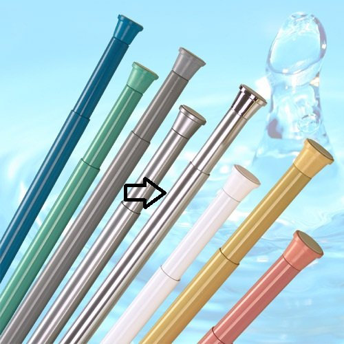 QUALITATIVE DUSCHVORHANGSTANGE 75-120 cm ALU SILBER DUSCHSTANGE! SPRING SHOWER ROD!