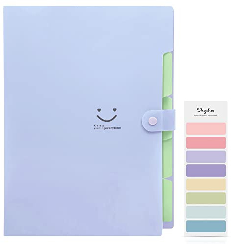 SKYDUE Letter A4 Paper Expanding File Folder Pockets Accordion Document Organizer (Purple)