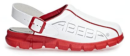 Abeba Berufsschuh-Clog Abeba 7313 – 35 Dynamic Pantoffeln, 7313-39, Weiß / Rot, 39 EU