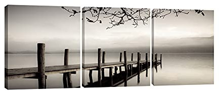 Peace 3 Piece Modern Stretched and Framed Black and White Landscape Artwork Giclee Canvas Prints Landscape Pictures Paintings on Canvas Wall Art Artwork for Living Room Bedroom Home Decorations