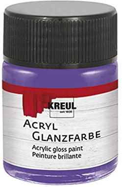KREUL 79525 - Acryl Glanzfarbe, 50 ml Glas in violett, glänzend-glatte Acrylfarbe zum Anmalen und Basteln, auf Wasserbasis, speichelecht, schnelltrocknend und deckend