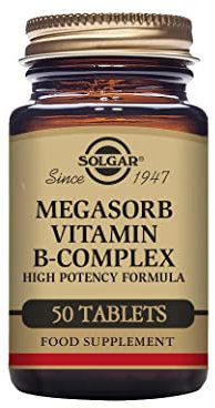 Solgar Megasorb Vitamin B-Complex Tablets - Pack of 50 - High Potency and Absorption - Improved Energy and General Vitality - Vegan and Gluten Free