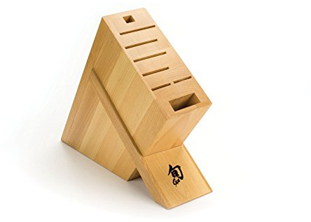 Shun Cutlery 8-Slot Kickstand Knife Block, Made from Beautiful Blonde Beech Wood, Authentic, Japanese Universal Knife Block, Knife Holder for Kitchen Counter