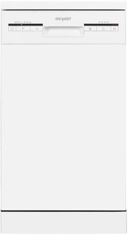 Exquisit® Lavavajillas 45Cm, Clase E, Color Blanco, 9 Servicios, 6 Programas, Cesto Regulable, Funciones Extra Seco y Media Carga, Interior Inox, Consumo 70 kWh/año, Medidas 84,5x44,8x60 Cm.