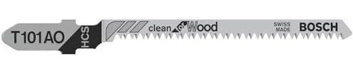 Bosch 3x T 101 AO Clean for Wood Jigsaw Blade (for Softwood, Plywood, Length 83 mm, Professional Accessory Jigsaw)
