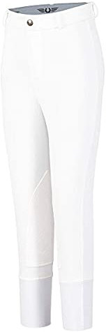 TuffRider Kid's Ribb Knee Patch Breeches, White, 16