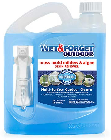 Wet & Forget Outdoor Moss, Mold, Mildew, & Algae Stain Remover Multi-Surface Cleaner, Ready to Use, 64 Ounce