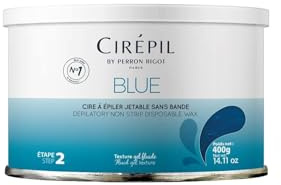 Cirepil - Blue - 400g / 14.11 oz Hard Wax Tin - Face & Body Wax, Unscented & No Strip Needed - Perfect for Sensitive Skin & Brazilian Waxing - Pre-Melted in Tin - Fluid Gel Texture, Easy Hair-Removal