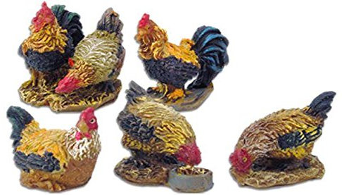 Unbekannt Krippenzubehör Gockel und Hühner 5tlg. Höhe 3,9cm geeignet für 11-13cm Figuren