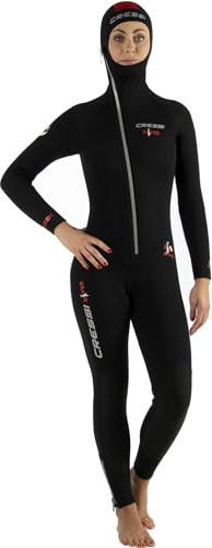 Cressi Diver Lady Monopiece Wetsuit - Premium Neoprenanzug für Damen mit Fester Kapuze - erhältlich in 5 oder 7 mm, Mehrfarbig