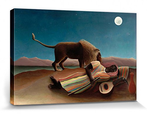 1art1 Henri Rousseau – Sovande romska 1897 bilder canvasbild med kilram | XXL-väggbild affisch konsttryck som canvasbild 30 x 20 cm
