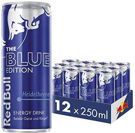 Red Bull Energy Drink Blue Edition mit Heidelbeer Geschmack, 12er Pack, Einweg (12 x 250 ml Dosen)