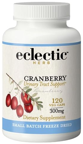 Eclectic Herb - Premium Freeze Dried Cranberry Capsules | Urinary Tract Support | Cranberry Supplement for Urinary Tract Health | US-Grown, Organic, Non-GMO, Gluten Free, Vegan (120 CT | 300 mg)
