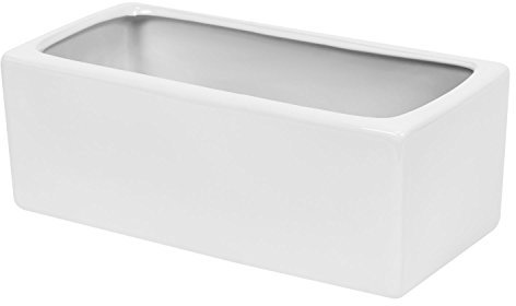 Cubremacetas de cerámica Piano largo 25 cm rectangular para suculentas, color negro