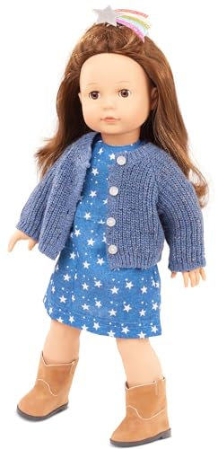 Götz 2490334 Precious Day Girls Elisabeth Mein Stern Puppe - 46 cm große Stehpuppe mit braunen Haaren, braune Schlafaugen in 9-teiligem Set