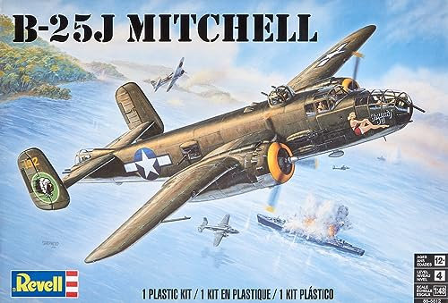 Revell 85551230003 B-25J Mitchell detailgetreuer Modellbausatz, Flugzeugbausatz 1:48, Mittel