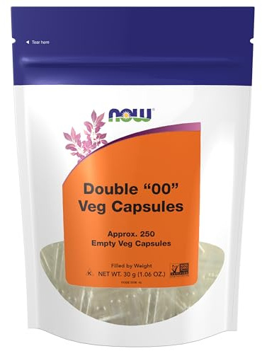 NOW Foods Supplements, Empty Vegetarian Capsules, Double 00, Filled by Weight, Non-GMO Project Verified, 250 Veg Capsules