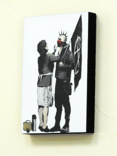 6 X 4 (postcard size) Block Mounted Print Banksy Punk Anarchist & Mother Graffiti
