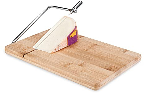 True WireSlice Bamboo Cheese Cutting Board with Wire Cutter, Cheese Slicers for Block Cheese, Cheese Slicer Board, Block Cheese Slicer, 10 by 6.5