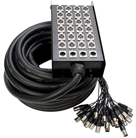 MUSIC STORE Multicore 24/4, 30m, Professionelles Multicore-Kabel, XLR 3 Pol Stecker, Stabile Stagebox, 24 Hin- und 4 Rückwege