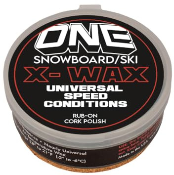 ONEBALL One Mfg X-Wax Rub-On Snowboard/Ski/Nordic Wax 30g - Proprietary Mineral Speed Additives Universal Speed Conditions-Our Fastest Wax, Cork Polishing Pad USA Factory No Fluoro
