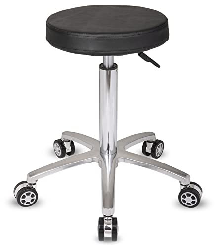Staboos Rollhocker bis 160 kg - Gel-Polster Sitz rund - Praxishocker mit Rollen - Drehhocker höhenverstellbar (55 cm bis 75 cm) Rundhocker