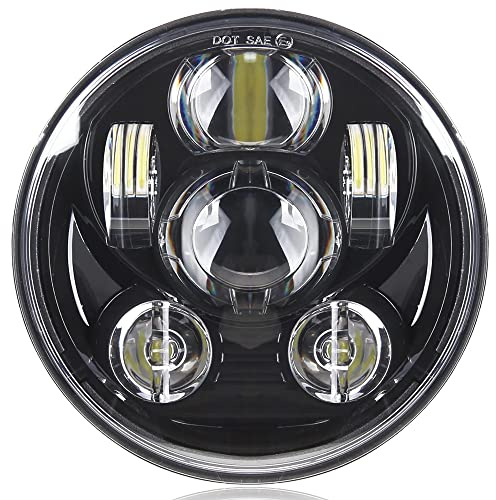 SUNPIE 5-3/4 5.75 inch Black Aluminum Metal Head light Compatible with Sportster, Compatible with H_arley Motorcycles XL883/XL1200 Glide Deuce Street 500/Street 750