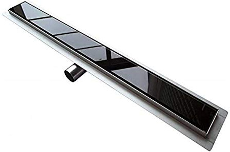 Canalina di scarico in Acciaio Inox con cover vetro nero 80 Cm CM mod. Glass