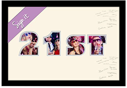 21st Birthday Signing Personalised Autograph Signature Guest Book Photo Frame To Sign (Black Finish Frame)